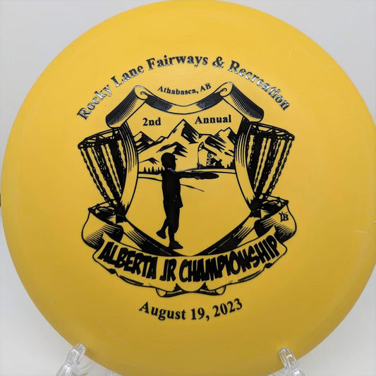Caribou Midrange - Grip Performance Plastic - Daredevil Discs - 2nd Annual AB JR Championship stamp - fundraiser disc